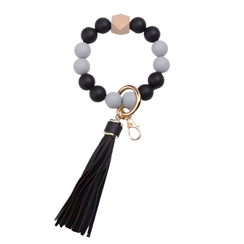 Hemasa  Silicone Beaded Bracelet Keychain Women's Bracelet/ Keychain Wristband Keychain