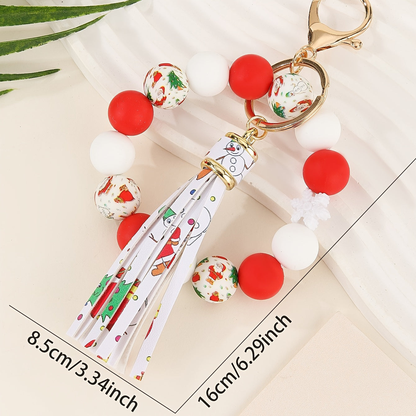 Festive Snowflake Silicone Beaded Keychain & Bracelet Set - Vibrant Holiday Accessory with Lobster Clasp, Perfect Gift for Women and Girls, Durable, Water-Resistant, and Easy to Attach