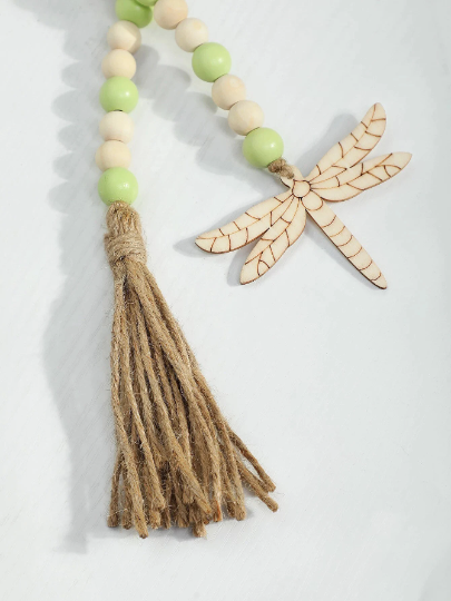 wooden beaded garland Green beads  garland | Boho decor green beaded garland