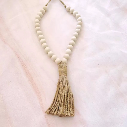 Curtain Tiebacks | Holdbacks | Boho Curtain Stays |Natural Wooden Bead Curtain Ties | Hooks Ropes