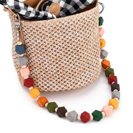 Bag Handles  with Natural Wood Beads