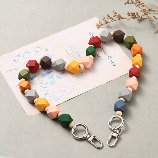 Bag Handles  with Natural Wood Beads