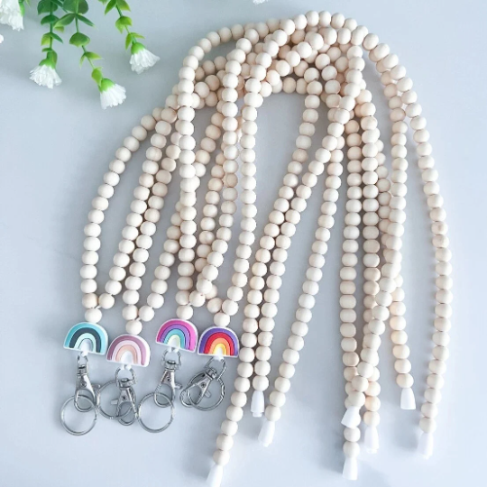 Wooden beads with silicon beads-Lanyards for Keys & ID Card Holders Inactive Photos