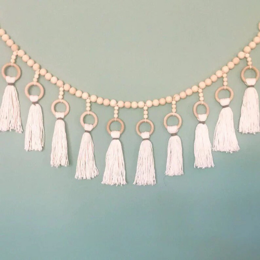 Wooden Beads With Tassel Garland