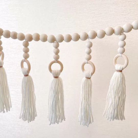 Wooden Beads With Tassel Garland