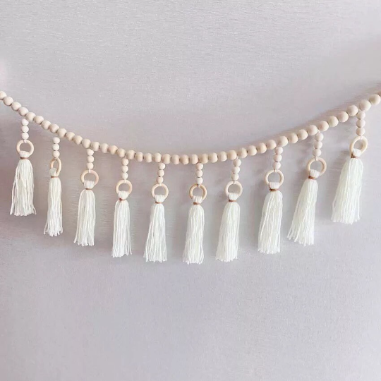 Wooden Beads With Tassel Garland