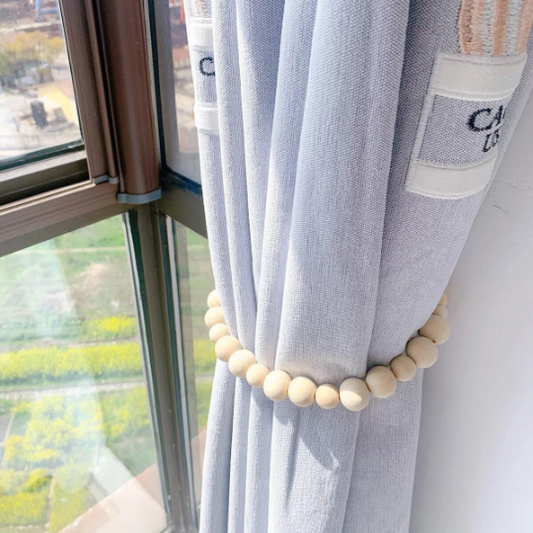 Curtain Tieback | Holdbacks | Boho Curtain Stays |Natural Wooden Bead Curtain Ties | Hooks Ropes.