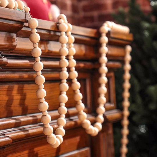 Wooden Bead Christmas Holidays Garland - Boho