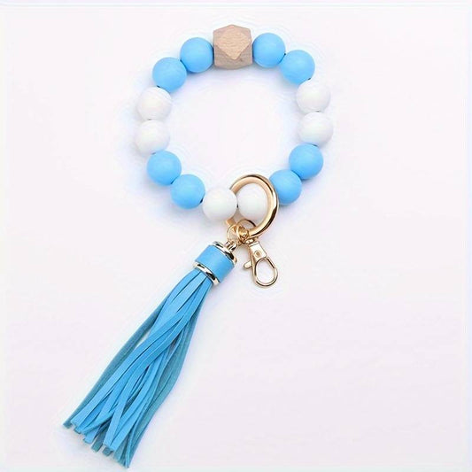 Silicone Beads with Daisy Flower  Bracelet with Tassels