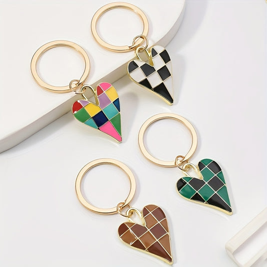 "Captivating" Chic Checkerboard Heart & Evil Eye Keychain - Alloy, Fashionable Accessory For Bags & Backpacks Bag Charms For Handbags Bag Accessories Charms