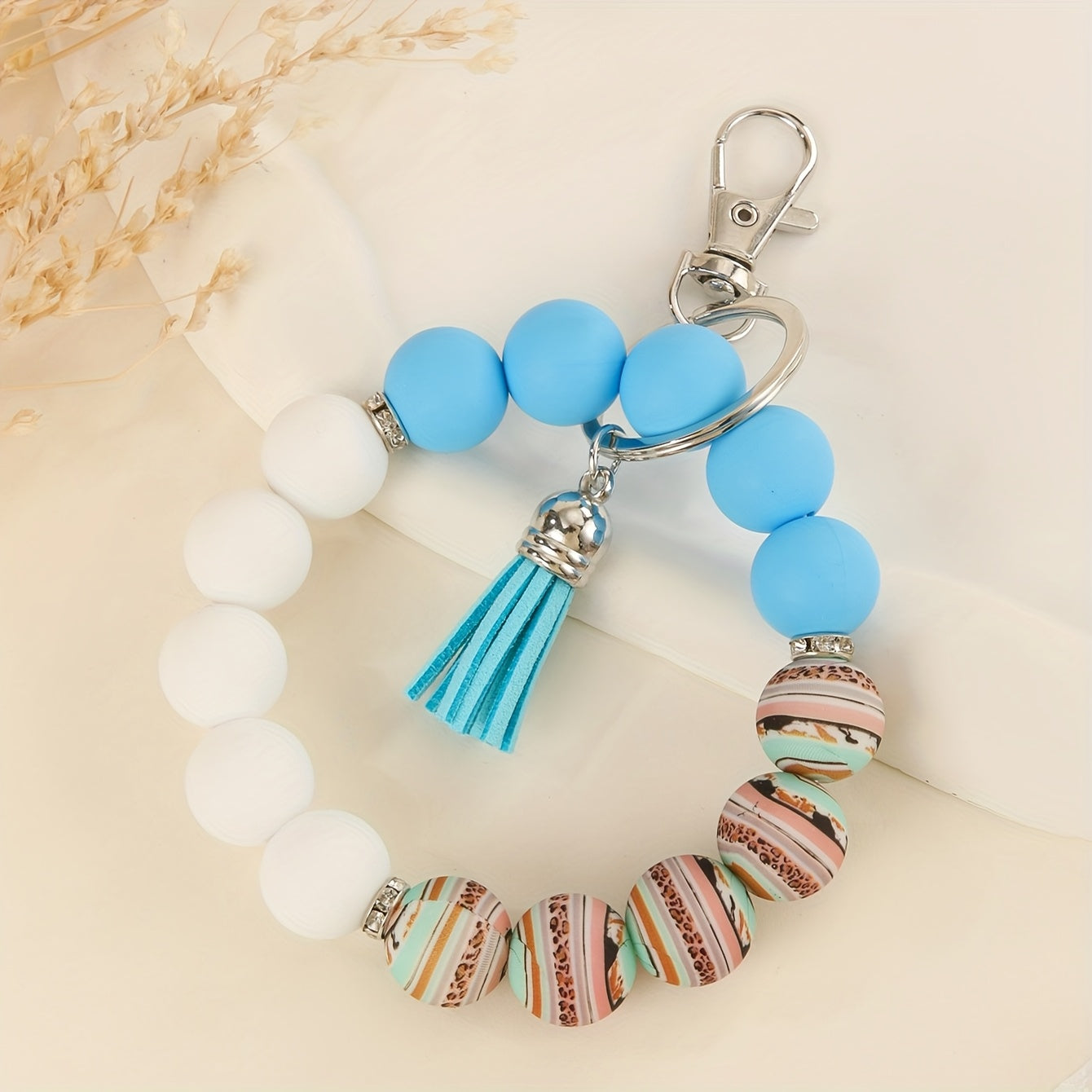 1pc Mardi Gras Day Silicone Bead Keychain - Casual Style, Non-Braided, Unplated, Car Pendant Accessory for Daily Wear
