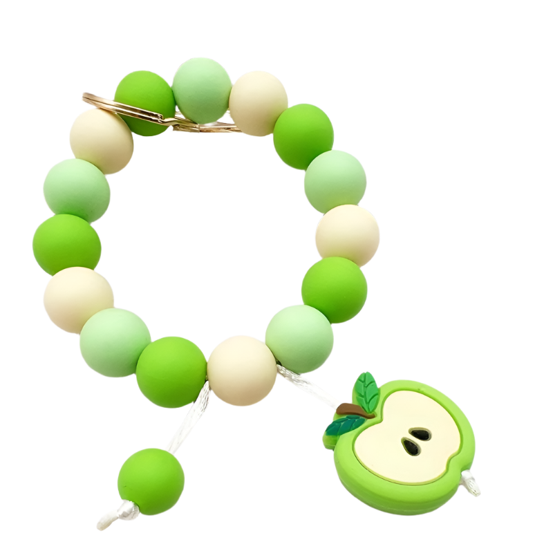 Hemasa Silicone Beaded Apple Keychain, Cute Fruit Design Key Ring, Anti-Lost Bag & Car Key Holder, Perfect For Friends