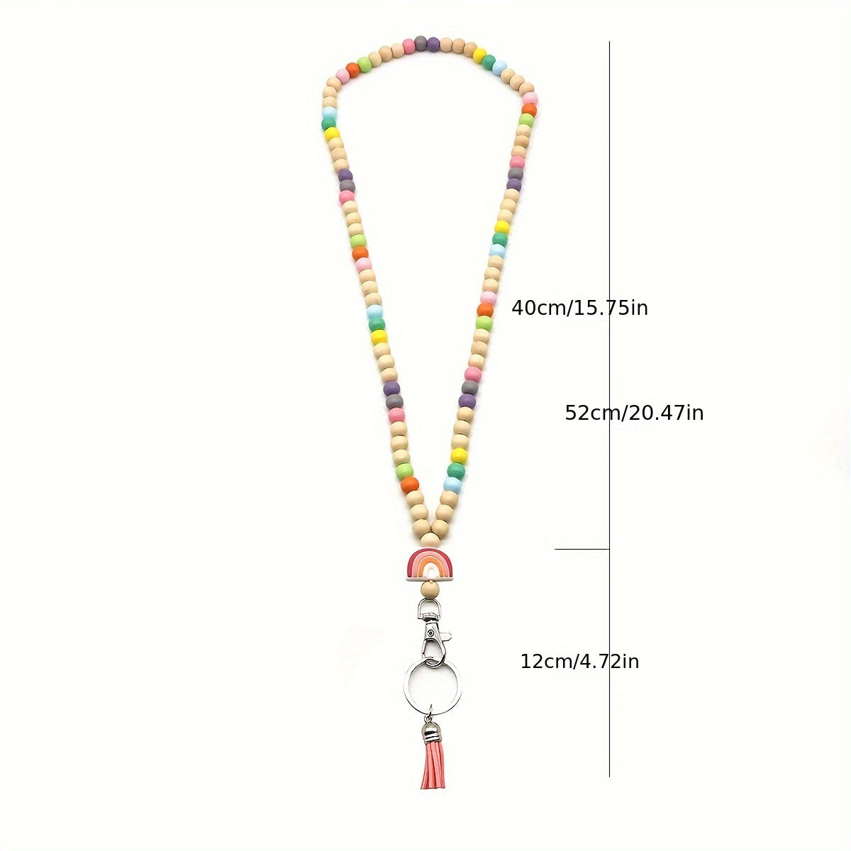 Vibrant Handmade Beaded Necklace with Rainbow Charm and Tassel Keychains - Perfect for Festive Occasions