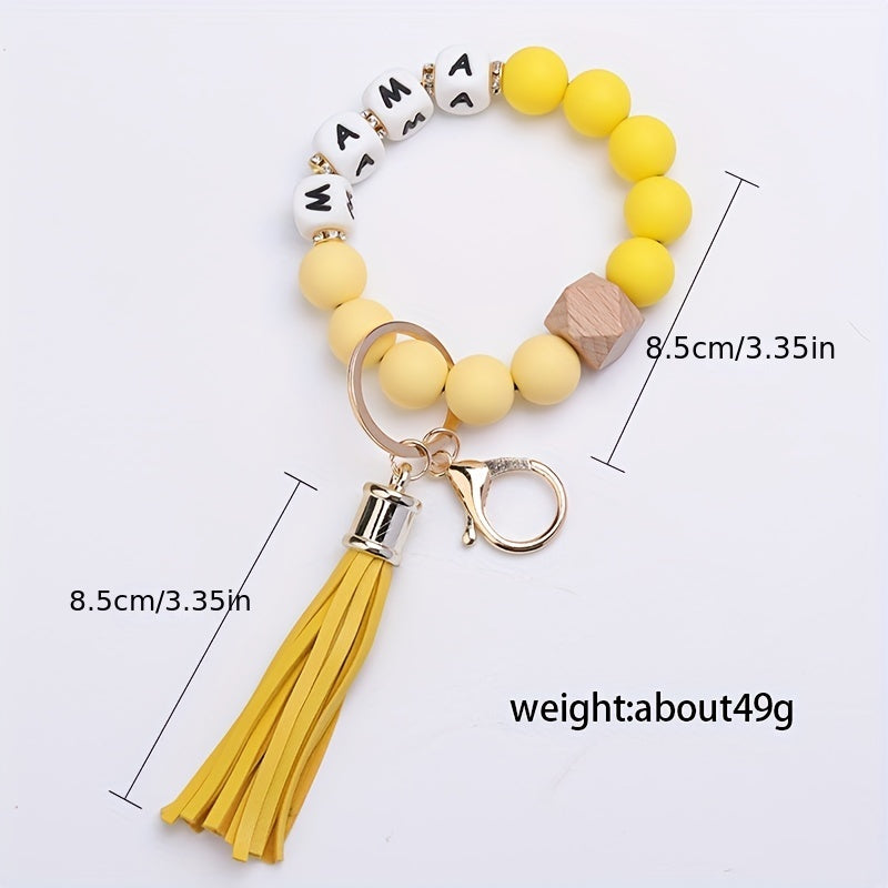 Fashion Letter Silicone Bead Colorful Hand Keychain For Men, Car Anti-lost Key Buckle, Clothing Accessories