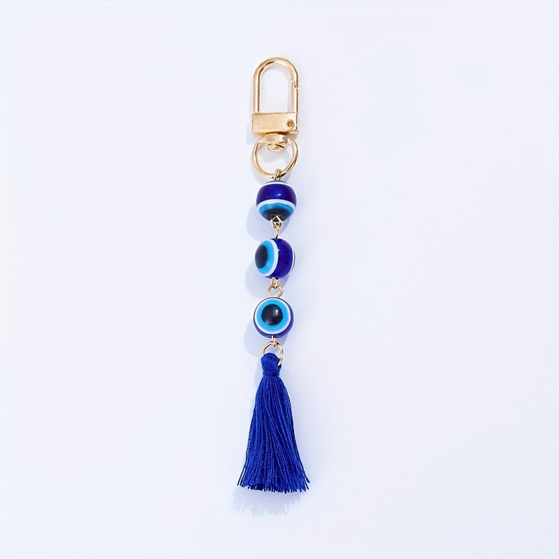 Evil Eye Keychain Cute Amulet Good Luck Color Block Key Ring Purse Bag Backpack Car Accessory Women Men Christmas Gift