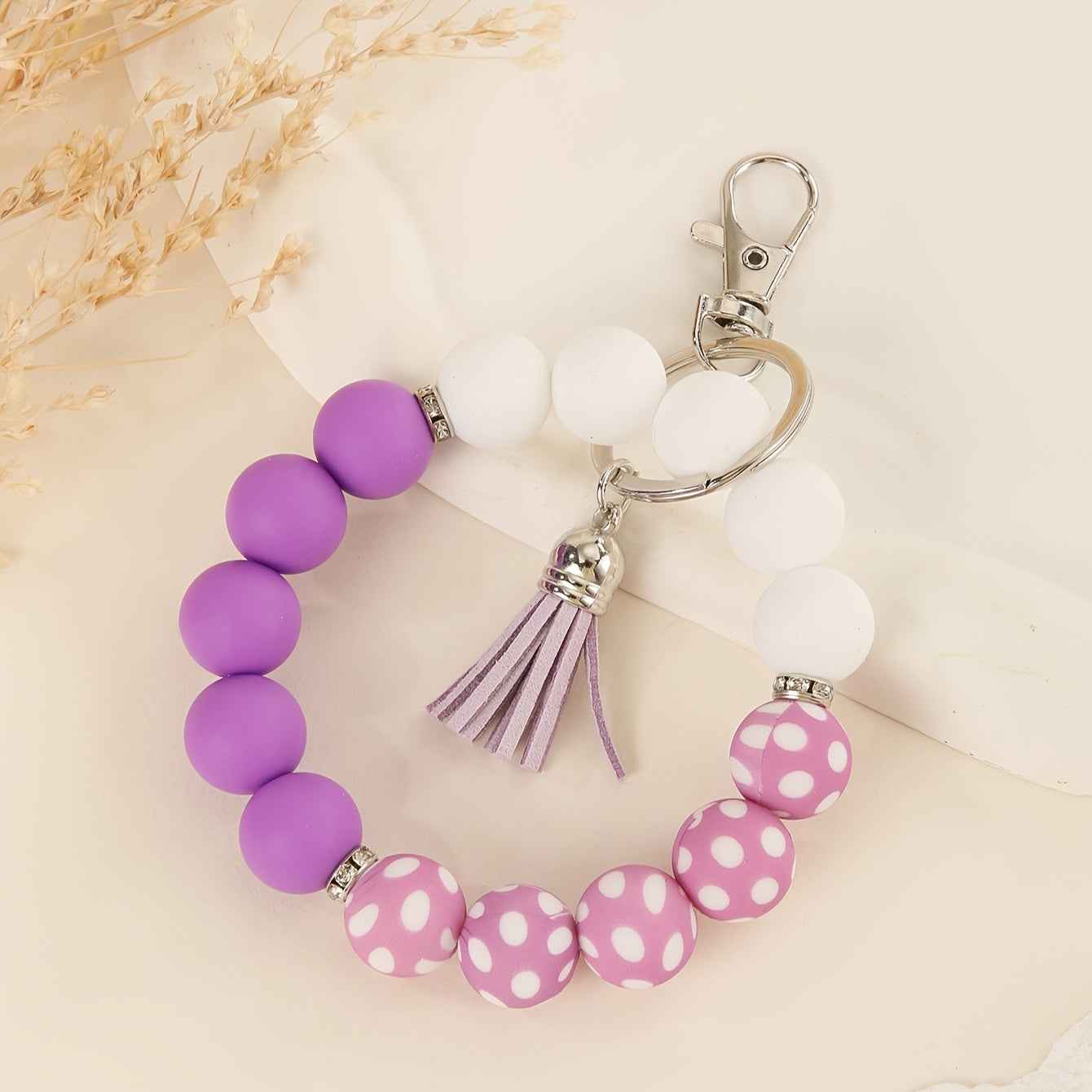 1pc Mardi Gras Day Silicone Bead Keychain - Casual Style, Non-Braided, Unplated, Car Pendant Accessory for Daily Wear