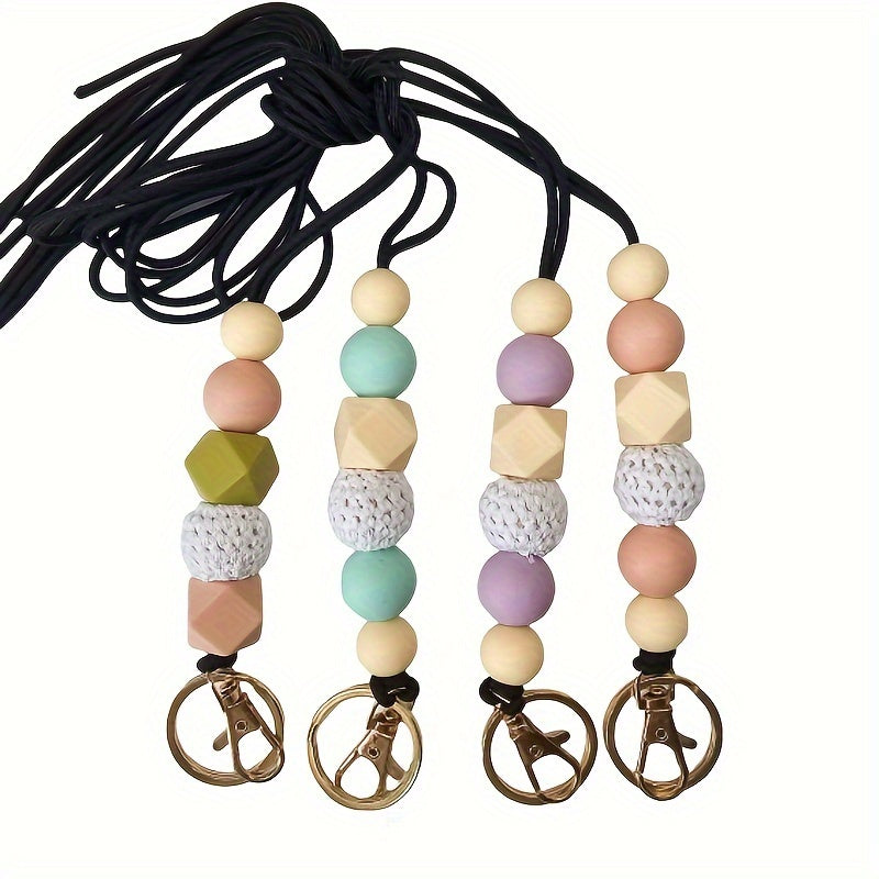 Hemasa 4-Piece Silicon Beaded Lanyard /Teachers Lanyard /Id Card Holder