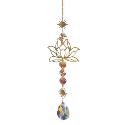 Hemasa Lotus Sun Catcher Crystals Rainbow Hanging Suncatcher /Chakra Light Catcher Stained Glass Prism for  Window /For Outdoor /For Garden Decoration