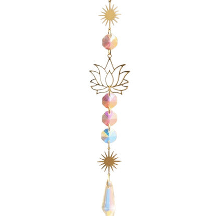 Hemasa Lotus Sun Catcher Crystals Rainbow Hanging Suncatcher /Chakra Light Catcher Stained Glass Prism for  Window /For Outdoor /For Garden Decoration