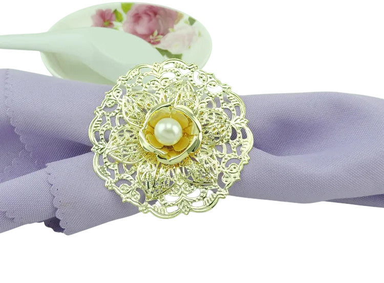 Hemasa Metal Flower Napkin Wedding  (6Pcs)