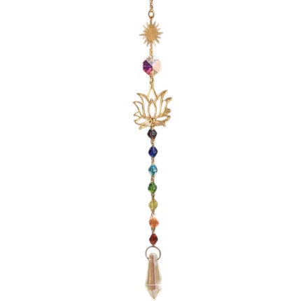 Hemasa Lotus Sun Catcher Crystals Rainbow Hanging Suncatcher /Chakra Light Catcher Stained Glass Prism for  Window /For Outdoor /For Garden Decoration