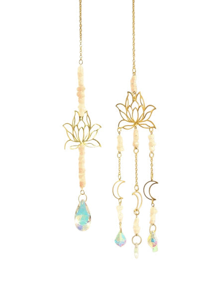 Hemasa 2Pcs Crystal Sun Catcher Lotus Pink Purple Hanging Decor