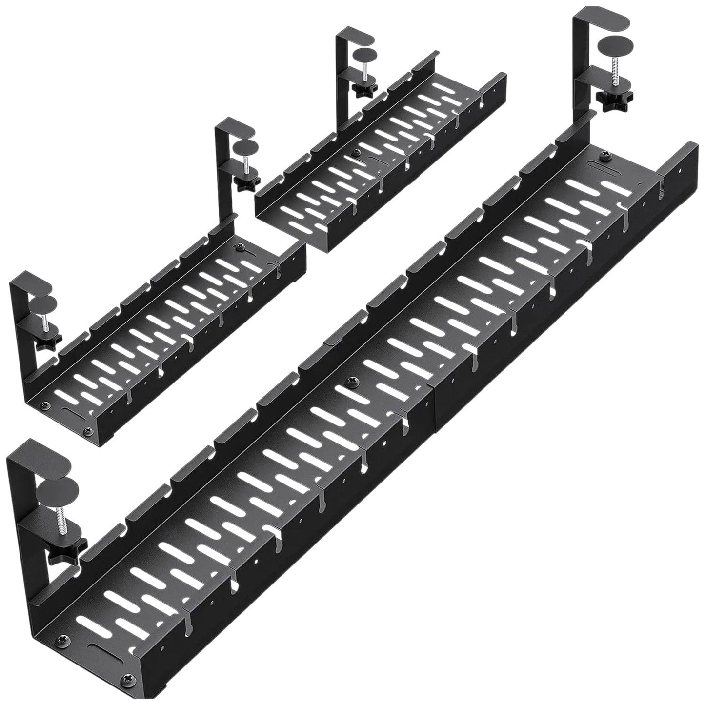 Tejesa Under-table Cable Management Rack with No Drilling, Adjustable Carbon Steel Cable Tray for Office Storage Box and Line Fixation