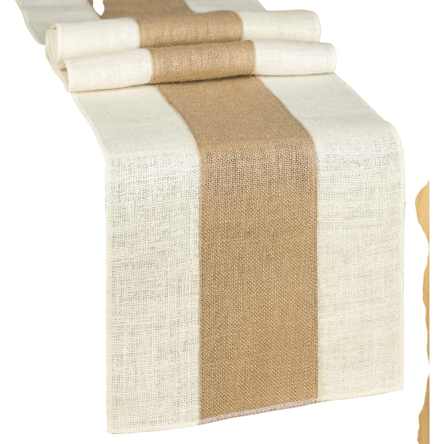 Tejesa Burlap Table Runner Long Farmhouse Table Runner Jute Runner Woven Fabric Light Colour Edge