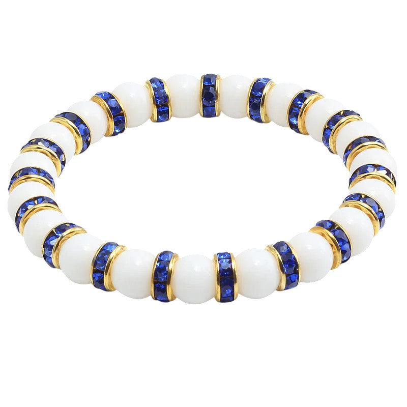 Hemasa Natural Stone Chakra Elastic Bracelet Men White Porcelain Healing Balance Beads Reiki Buddha Prayer Bracelet For Women